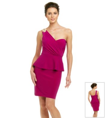 Xscape Pretzel Jewel One Shoulder Peplum Dress
