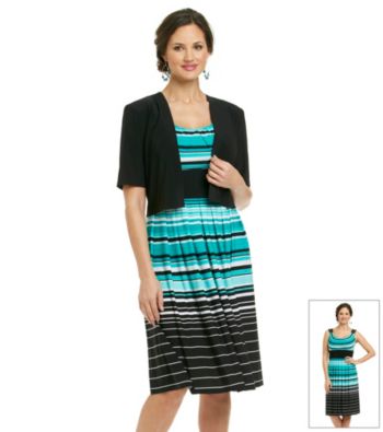 R & M Richards® Stripe Knit Dress with Jacket