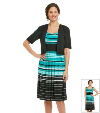 R & M Richards® Petites' Striped Dress with Jacket