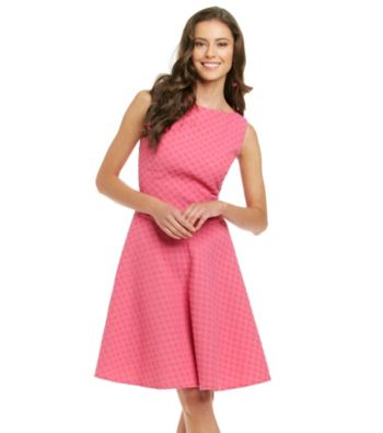 Evan-Picone® Collection Basketweave Dot Dress with Flare Skirt