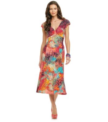 Evan-Picone® Confetti Print Surplice Dress