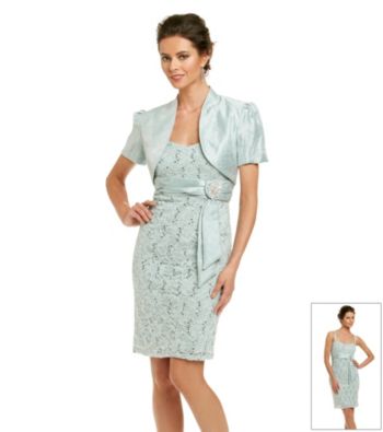 R & M Richards® Lace Dress with Solid Bolero Jacket