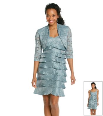 R&M Richards® Petites' Lace Shutter Jacket Dress