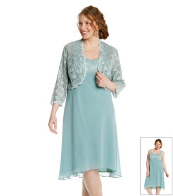 R&M Richards® Plus Size Sheer Lace Jacket Dress