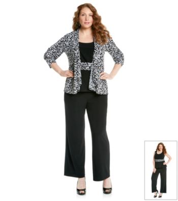Perceptions Plus Size Floral Print Pant Set