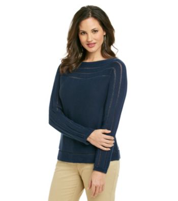 Jones New York Signature® Petites' Long Sleeve Boatneck Pullover Sweater