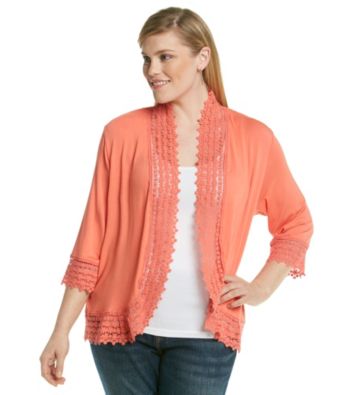Fever™ Plus Size Lace Trim Cardigan