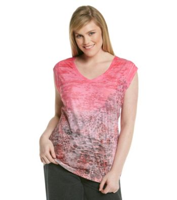 Calvin Klein Performance Plus Size Short Sleeve V-Neck Sublimation Ombre Snakeskin Tee