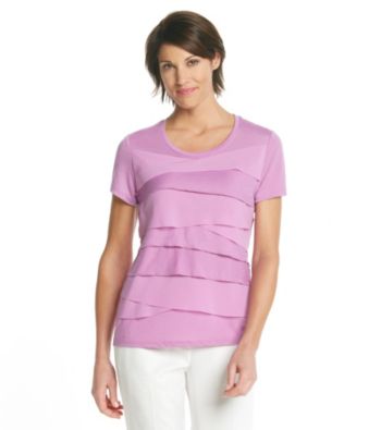 Alfred Dunner® Petites' Short Sleeve Ruffle Front Tee