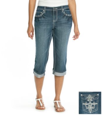 Earl Jeans® Petites' Embellished Pocket Capris