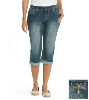 Earl Jeans® Petites' Embellished Pocket Capri