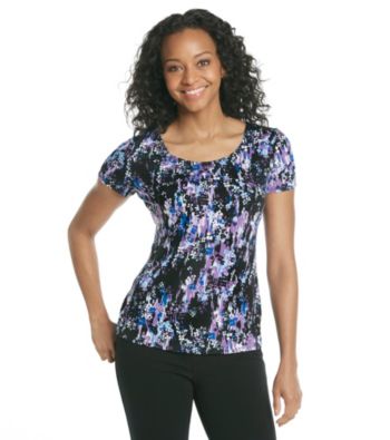 Notations® Petites' Short Sleeve Scoopneck Printed Tee