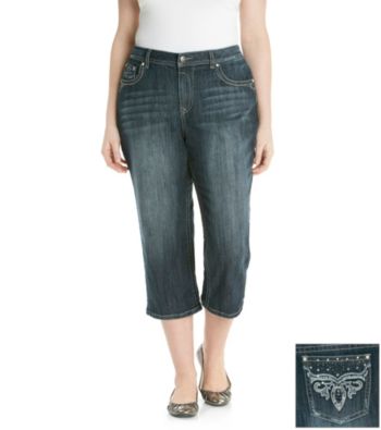 Earl Jeans® Plus Size Embellished Pocket Denim Capris