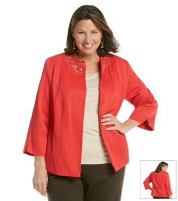 Alfred Dunner® Plus Size Embellished Open Front Jacket