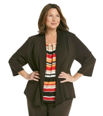 Alfred Dunner® Plus Size Crewneck Layered-Look Cardigan Top