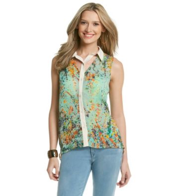 Lovemarks Floral Blouse with Cutouts