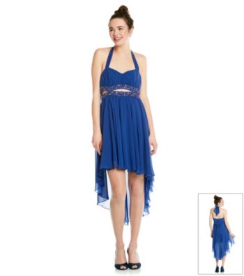 City Triangles® Juniors' Halter Cut Out High-Low Dress