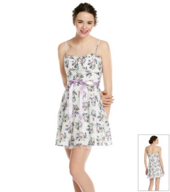 Emerald Sundae® Juniors' Lilac Floral Print Sundress