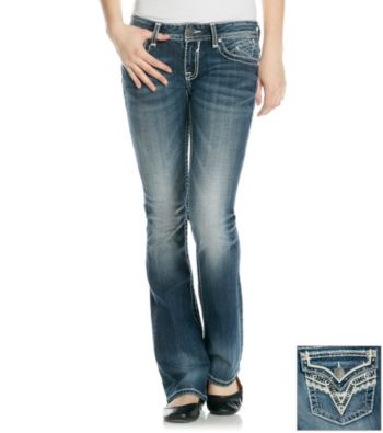 Vigoss© Bling Flap Back Bootcut Jeans