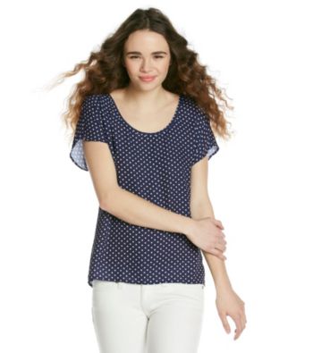 Eyeshadow® Juniors' Polka-Dot Woven Tee