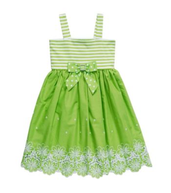 Sweet Heart Rose® Girls' 2T-6X Green Striped Knit to Woven Dress