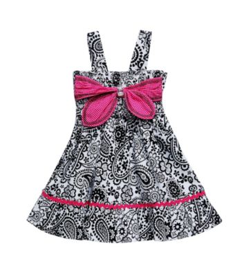 Sweet Heart Rose® Girls' 2T-6X Black/White Bandana Print Dress