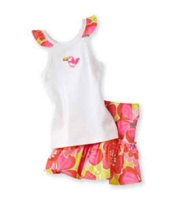 Carter's® Girls' 2T-4T White/Orange Toucan Print Skort Set