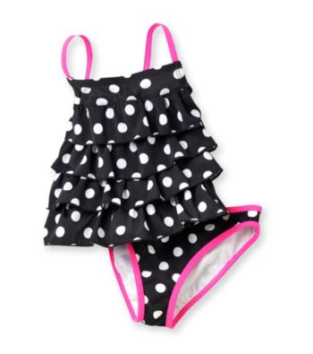 Carter's® Girls' 2T-4T Black/White Tiered Polka-Dot Tankini