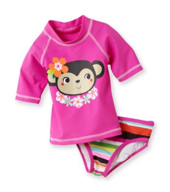 Carter's® Girls' 2T-4T Pink Monkey Rash Guard Set