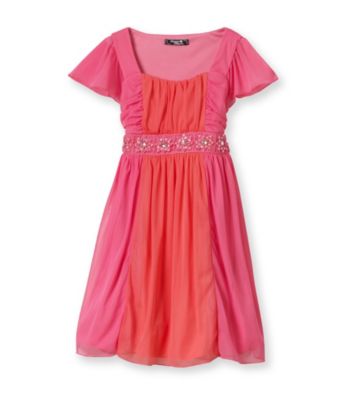 My Michelle Girls' 7-16 Pink Colorblock Flutter Sleeve Dress