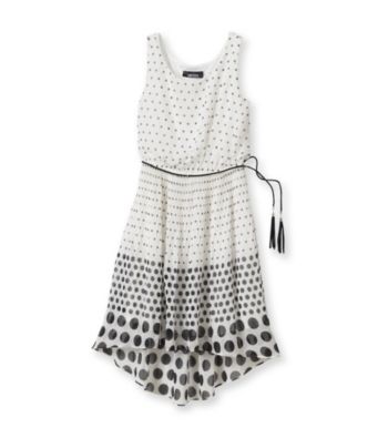Amy Byer Girls' 7-16 Black/White Polka Dot High-Low Dress