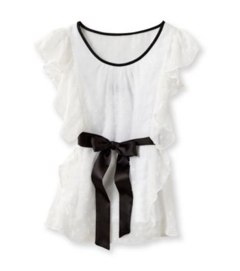 Amy Byer Girls' 7-16 White Butterfly Sleeve Top