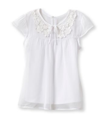 Amy Byer Girls' 7-16 White Chiffon Top
