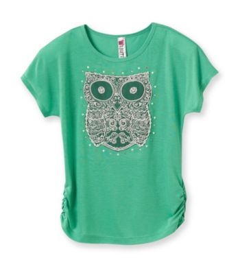 Beautees Girls' 7-16 Green Owl Emblem Tee