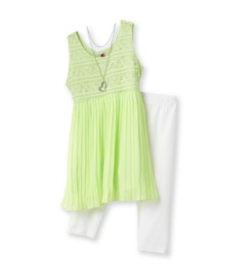 Beautees Girls' 7-16 Lime Green 2-pc. Broomstick Chiffon Set