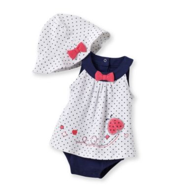 Little Me® Baby Girls' White/Navy Cute Lady Popover Set