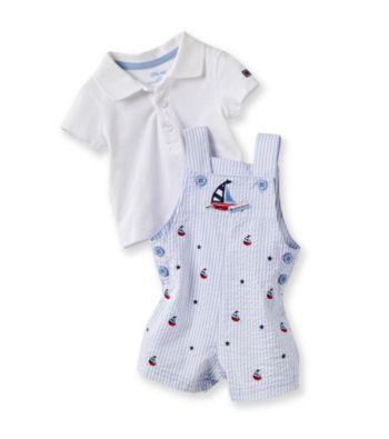 Little Me® Baby Boys' White/Blue Sailboat Shortall Set