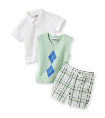 Heartworks Baby Boys' Green 3-pc. Sweater Vest Shorts Set
