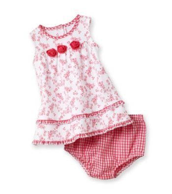 Little Me® Baby Girls' White/Pink Rosette Dress Set