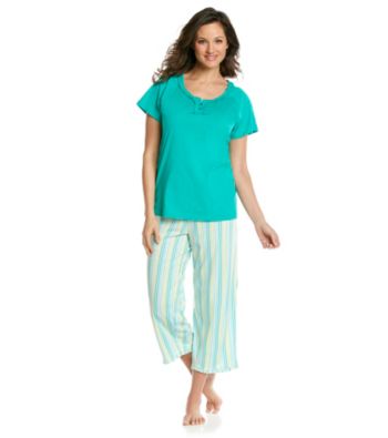 Intimate Essentials® Knit Capri Set - Lime Multi Stripe