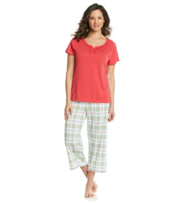 Intimate Essentials® Knit Capri Set - Red Multi Plaid