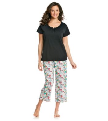 Intimate Essentials® Knit Capri Set - Black Multi Floral