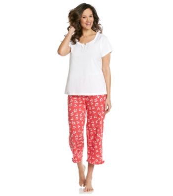 Intimate Essentials® Knit Capri Set - White Red Cherries