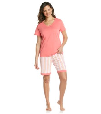 Intimate Essentials® Knit Bermuda Set - Orange Multi Stripe