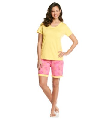 Intimate Essentials® Knit Bermuda Set - Pink Splash Dot
