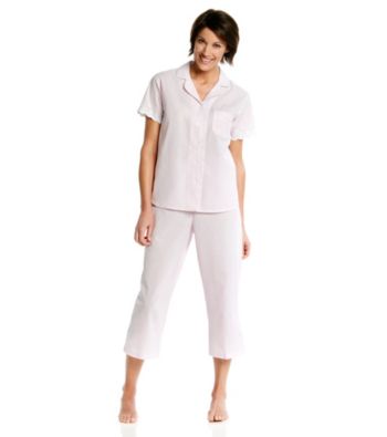 Miss Elaine® Seersucker Pajama Set - Pink Stripe