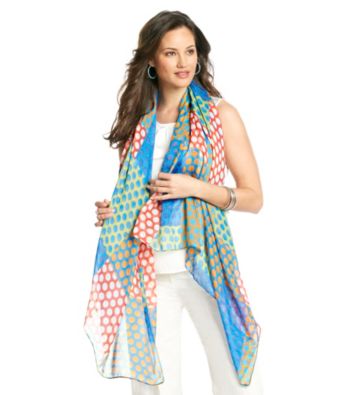 Basha Colorful Dots and Rectangle Print Neckwrap - Blue