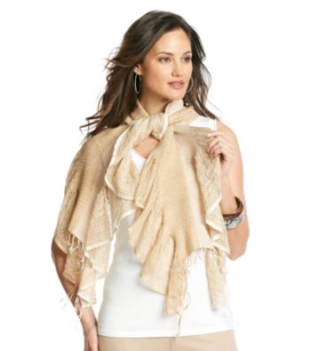 Collection 18 White Two Tone Ruffle Boa