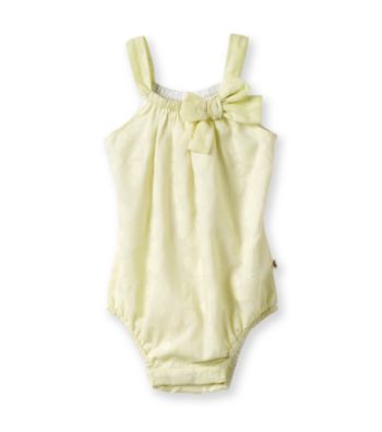 Cuddle Bear® Baby Girls' Yellow Woven Burnout Bodysuit Romper