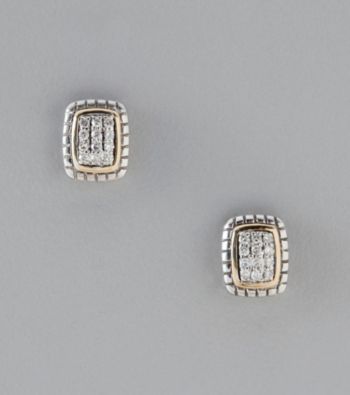 .16 ct. t.w. Diamond Earrings in Sterling Silver and 14K Gold